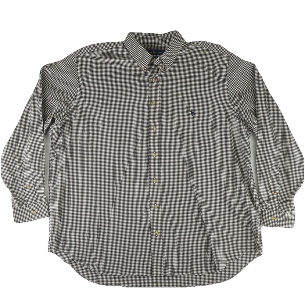 Ralph‎ Lauren Button Up Shirt Mens 2X Big Black White Pony